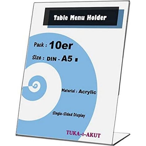 10X Présentoirs de Table A5 Portrait, Acrylique 2,5mm d'épaisseur, Transparent L-Stand Inclinés Porte-Brochures Porte Menu Support de Présentation pour Bureau Réception Foires, TKD8200-A5-10x
