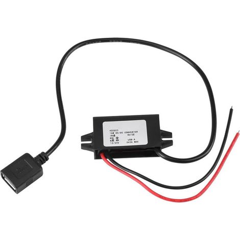 DC-DC Adaptateur abaisseur 12V / 24V à USB 5V 3A Convertisseur Convertisseur étanche Convertisseurs De Cable (1/5)