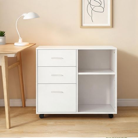 Meuble de rangement de bureau blanco 80 x 40 x 65 cm (1/5)