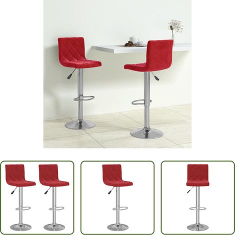 Tabouret de bar - Tabourets de bar lot de 2 rouge bordeaux velours (1/5)