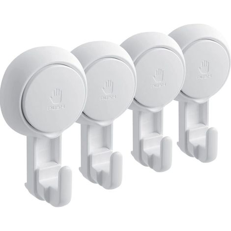 Crochet Ventouse Mural Lot de 4, Crochet Ventouse Puissante Sous Vide, Crochet Vitre Salle de bain Sans Perçage Résistants Jusqu'à 5 kg Réutilisables pour la Salle de Bain et Cuisine