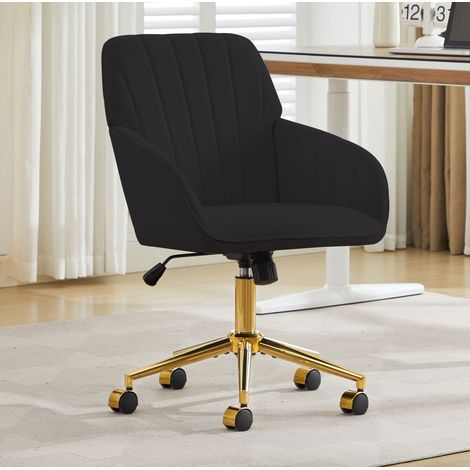 Bürodrehstuhl 59x59x86-95 cm Schwarz Samt höhenverstellbar mit Rollen (1/5)