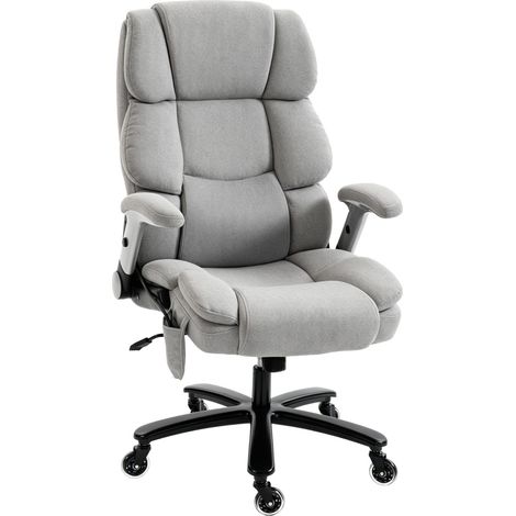 Silla de oficina gris claro con soporte lumbar inflable, reposabrazos abatibles y muelles ensacados (1/4)