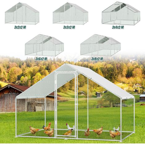 Jopassy Recinto per pollai con rete metallica 3x2x2 m con sistema di sicurezza e tessuto PE impermeabile, per polli e piccoli animali (1/5)