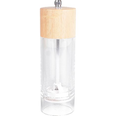 Moulin À Sel Manuel - Verre Acrylique Et Bois - Réglage De La Mouture - Diamètre 6,5 Cm Hauteur 22 Cm - 1 Pièce (1/5)