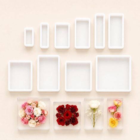 Lot de 10 moules Silicone resine epoxy rectangulaire  Tailles Différentes, Démoulage Facile, Réutilisables, Résistants à la Déformation et aux Déchirures (1/5)