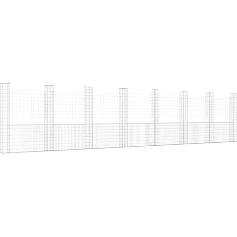 Vidaxl – Panier de gabion en forme de U 860x20x200 cm – 8 poteaux en fer résistant aux intempéries – Pour murs de soutènement en jardinage