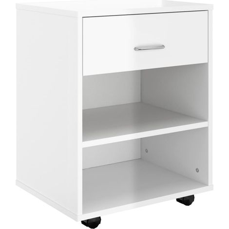 Maison Exclusive - Mobiletto con Ruote Bianco Lucido 46x36x59 cm Legno Multistrato