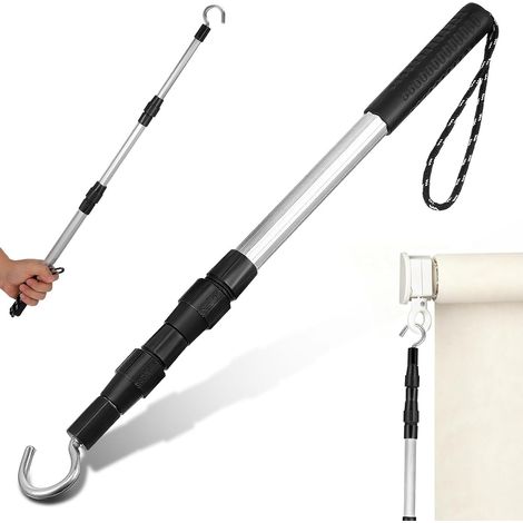 Kit de Système D'abaissement D'échelle de Grenier, Tige Télescopique avec Crochet - Perche Extensible en Alliage D'aluminium pour Abaissement D'échelle de Grenier, Idéale pour La Maison (1/5)