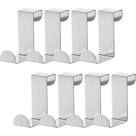 ZOLGINAH 8 Ganchos de puerta de acero inoxidable, ganchos de puerta de gabinete de metal, para puerta estándar, cajón, armario de gabinete, para cocina, baño, dormitorio, plateado (1/5)