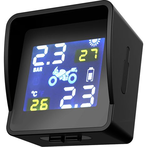 TPMS Moto Avec Alarme Voix Haute Sensibilité Capteurs Externes M4 Étanches Moniteur Pression Pneus Sans Fil Autonomie 7 (1/5)