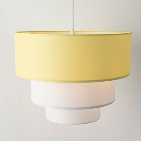 Suspension plafond textile trois niveaux blanc jaune D40 cm