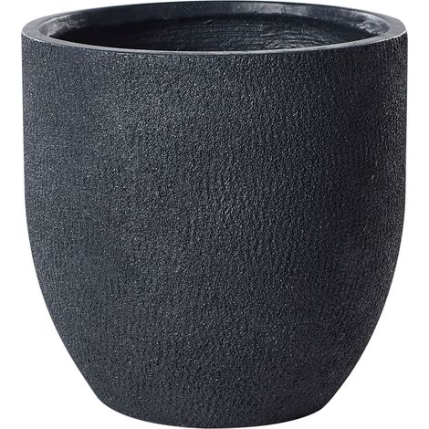 Cache-Pot d'Extérieur Ovale 46 x 46 x 46 cm en Fibre d'Argile Gris Foncé Kannia