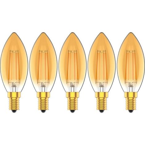 Ampoules Bougie à LED E14 4W, 30W Ampoule à incandescence équivalent, 2200K Blanc Chaud, 300LM, Cri80+, Petit Culot à Vis, Chandelier ampoules LED,Lot de 5 (1/5)