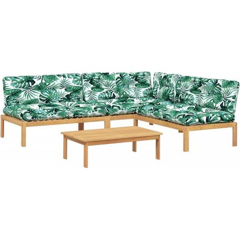 Ensemble de Mobilier de Terrasse 4 Pièces, Canapé en Bois d'Acacia Massif avec Coussins (1/5)