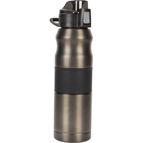 Gourde isotherme en acier inoxydable, tasse thermique sportive robuste, bouteille d'eau de voyage, couleur noire, capacité 22oz (1/5)