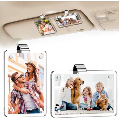 Support Photo Magnétique pour Voiture - Porte-Photos Transparent Léger Acrylique pour Pare-Soleil SUV Camions (1/5)