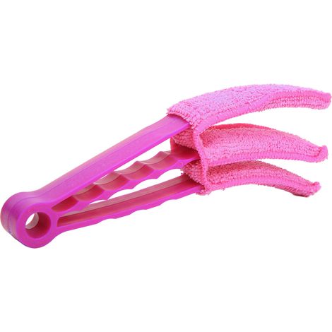 Chiffon de nettoyage multifonctionnel en microfibre pour grilles d'aération de voiture, idéal pour les fenêtres, les stores, les volets et les ventilateurs (rouge rose). (1/5)
