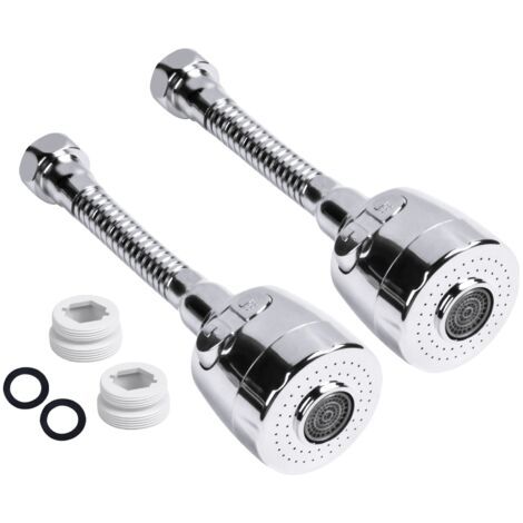 Lot de 2 rallonges de tête de robinet de cuisine à économie d'eau, adaptateur de robinet rotatif à 360 °, 2 sorties d'eau (1/5)