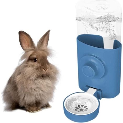 Distributeur Eau Lapin Distributeur Eau pour Petits Animaux De Compagnie 600ML Suspendue Abreuvoir Automatique Anti-Goutte -bleu (1/4)