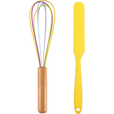 Ensemble Ustensiles Cuisine - Silicone Et Bois De Hêtre - Pour Cuisson Et Pâtisserie - Lot De 2 Pièces (1/5)