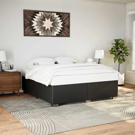 Bed Frame without Mattress Black Super King Faux Leather vidaXL (1/5)