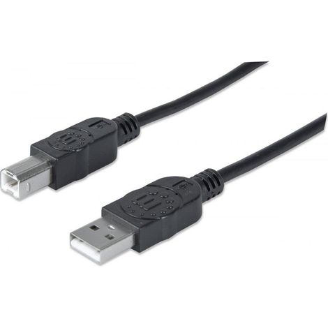 Cable de impresora USB 2.0 AM-BM de Manhattan, blindado, 5 m, negro. (1/5)