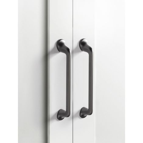 Ensemble de 2 poignées de meuble, poignée d'armoire, poignée de tiroir, poignée d'armoire de cuisine, gris, entraxe de 96 mm, alliage de zinc