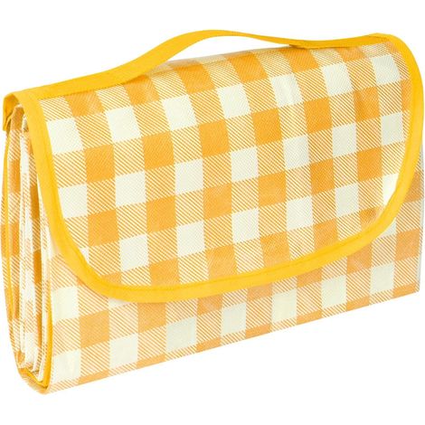 Couverture de Pique-Nique, Tapis de Couverture de Pique-Nique Portable, Pliable, Jaune et Blanc, 150 x 200 cm (1/5)