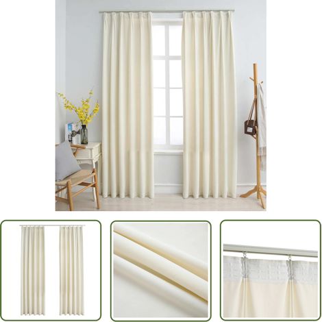 Lot de 2 Rideaux occultants,Décoration Chambre Fenêtre,Rideau Thermique Isolant avec crochets Velours Crème 140x225 cm GDSVW17380 (1/5)
