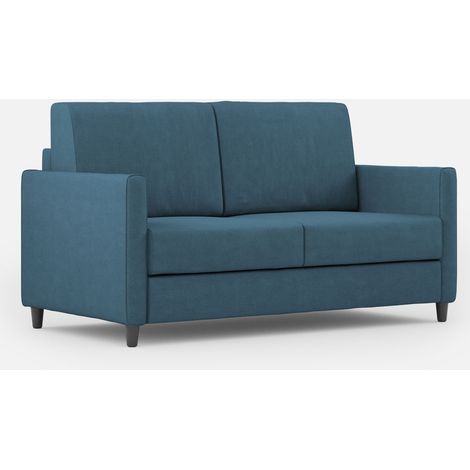 Canapé droit moderne italien tissu bleu Korane - 3 tailles 158 cm-Taille 158 cm (1/5)