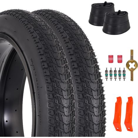 2-Pack 20x3.0 Pneux et Chambres à Air pour VéLo, 20 Pouces Pneu de VTT, 20x3 Chambre à Air pour VéLo avec Levier de Pneus, Pneus de Rechange Pliables pour VTT et éLectrique (1/5)