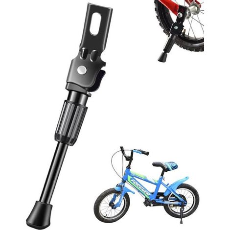 1 pièce - Support de vélo - Support pour VTT enfant - 19 cm - Support et échelle d'équilibre pour vélo enfant - Béquille latérale pour vélo enfant - Noir - 12 pouces - Support de vélo noir (1/5)