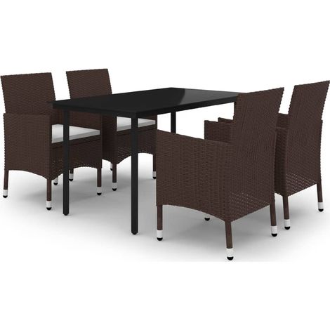 Maison Exclusive - Set da Pranzo da Giardino 5 pz con Cuscini Polyrattan e Vetro