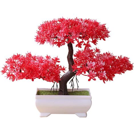 1 Bonsaï artificiel, Pin en plastique, Décoration intérieure réaliste, Ornement vert pour salon (1/5)