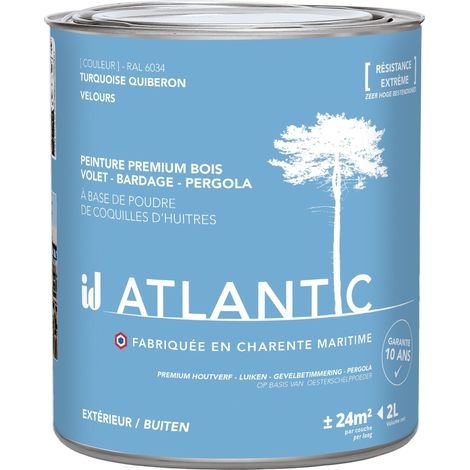 Peinture bois extérieurs -RAL 6034 Turquoise Quiberon - 2L - ATLANTIC (1/3)