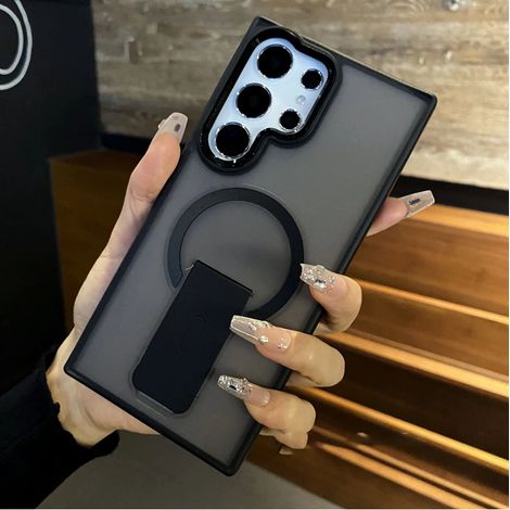 Étui de protection magnétique avec support et chargeur sans fil pour Samsung S24 Ultra noir (1/5)