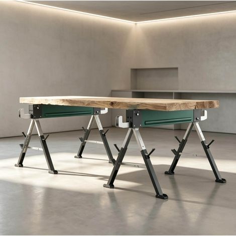 Cavalletti pieghevoli 116x64x64-81 cm in metallo verde salvaspazio FloraGrace (1/5)