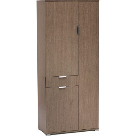 Armadio 3 Ante 1 Cassetto 75x38x174 h cm in Truciolare bilaminato Rovere grigio (1/3)