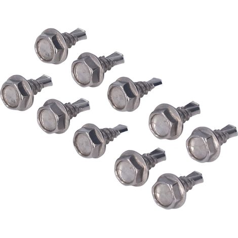 Lot de 50 vis autotaraudeuses à rondelle hexagonale en acier inoxydable 4,8x13mm fixation métal bois plastique (1/5)