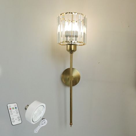 lampe murale transparente dorée avec télécommande comprenant une source lumineuse rechargeable tricolore adaptée au mur de fond (1/5)