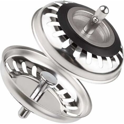 Set mit 2 Edelstahl-Spülbeckenstöpseln, 80 mm – Verstopfungsfreier Edelstahlfilter – Schnelle, werkzeuglose Montage – Für Küche und Bad (1/5)