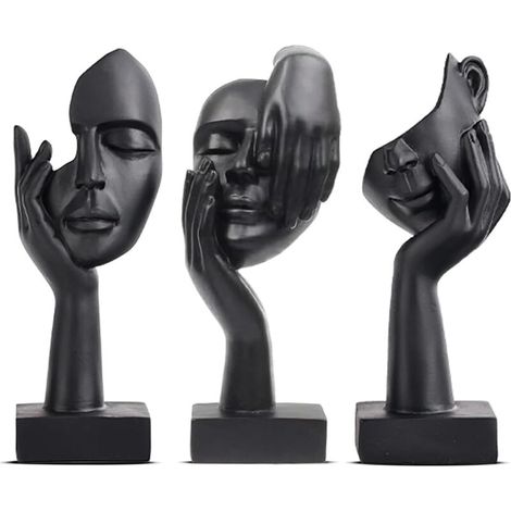 Sculpture Abstraite Moderne pour Décoration Intérieure, Statuette Noir, Décoration Maison, Salon, Bureau, Statue Design Élégante (1/5)