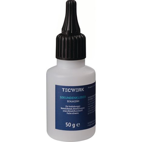 Pegamento  instantáneo  resistente  a  impactos  50g  negro  botella  TECWERK (1/2)