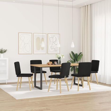 Lot de 6 Chaises à manger,Chaise de cuisine noir tissu CFW97800 (1/5)