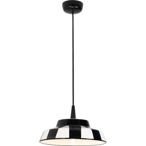 Circus Suspension Led Design En Céramique Blanc Et Noir Diamètre 24 Cm, Source Lumineuse Led Triac 2700K 8W, Idéal Pour L'Intérieur (1/4)