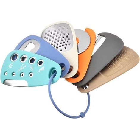 Juego de utensilios de cocina de 6 piezas: herramientas y accesorios de cocina que ahorran espacio: molinillo de ajo/jengibre, rallador de queso (1/5)