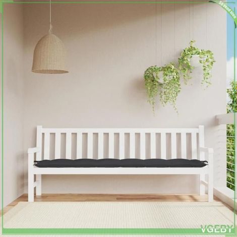 361647 Coussin de banc de jardin noir 200x50x7 cm tissu oxford (1/5)
