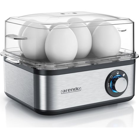 Arendo Eierkocher 8-fach, 500 W, Edelstahl, Härtegrad einstellbar, für 8 Eier, silber/schwarz (1/5)