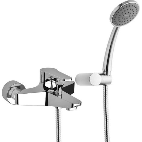 Miscelatore vasca in ottone cromo con doccetta, supporto e flessibile di Rubinetterie Mariani Linea Surf (1/2)